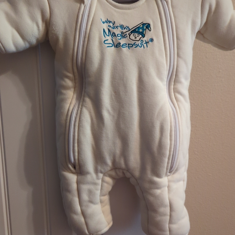 SOLD Baby Merlin Magic Sleepsuit Small Cream Sleep Sack